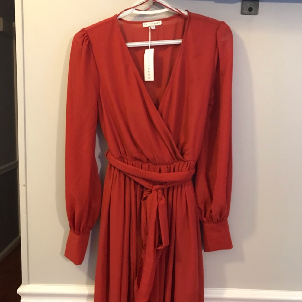 Burnt orange/rust/red-orange bridesmaid dress